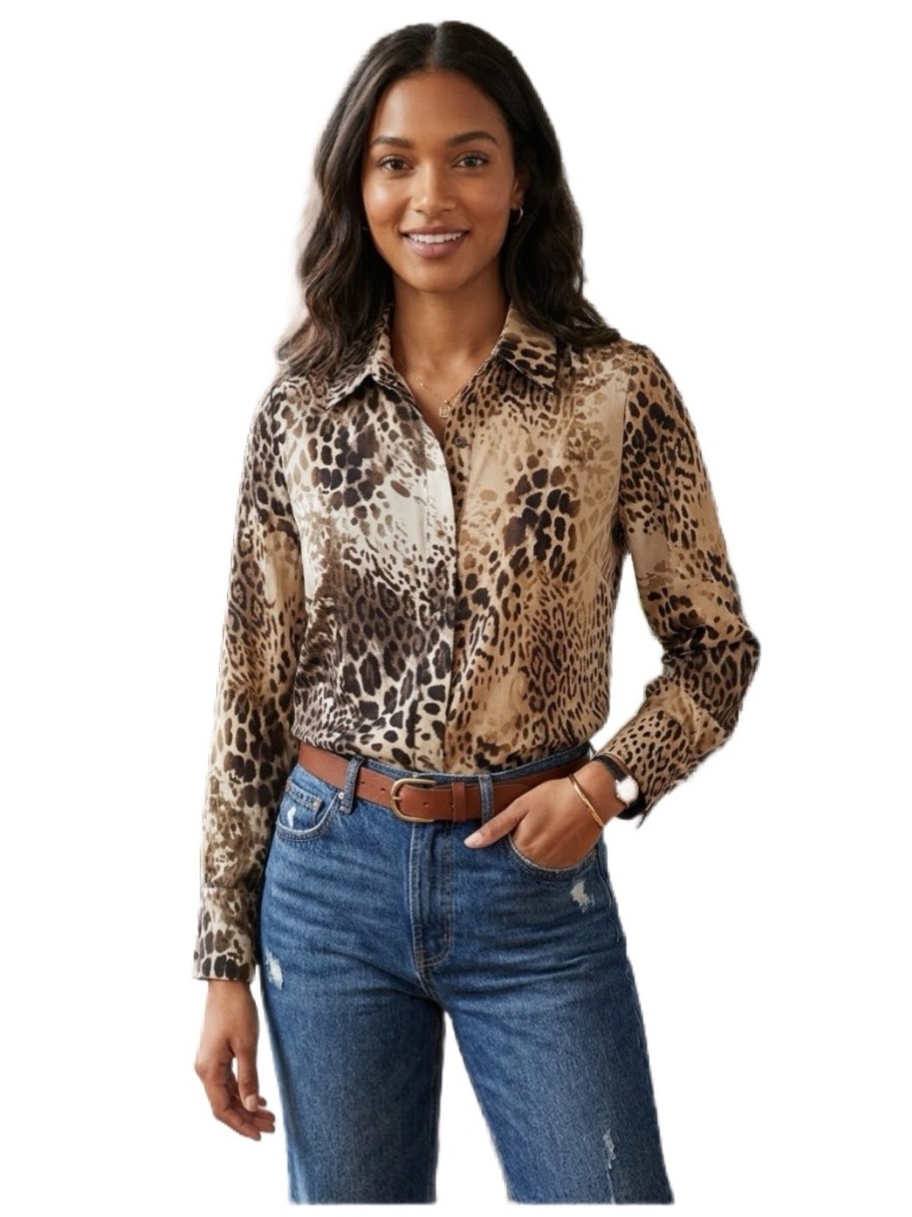 2 Tone Animal Print Blouce Size S